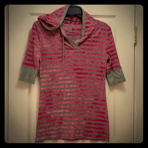 Calvin Klein Pink and Gray Top with Hood